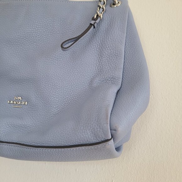 Coach Mia Blue Pebble Leather Shoulder Bag F73196 - Picture 4 of 10